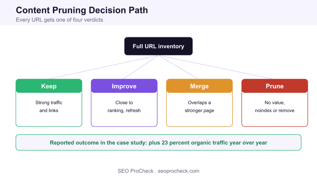 Content pruning efforts help reverse traffic loss & lead to +23% increase in traffic yoy 3 Content pruning efforts help reverse traffic loss & lead to +23% increase in traffic yoy