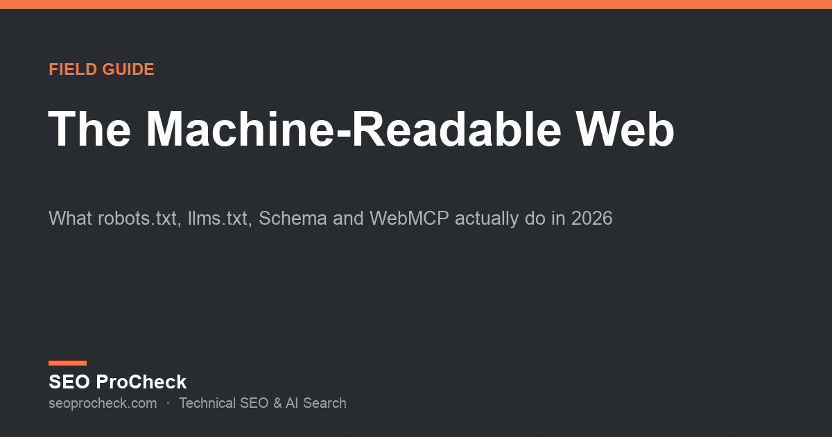 The machine-readable web, a field guide to robots. Txt, llms. Txt, schema and webmcp