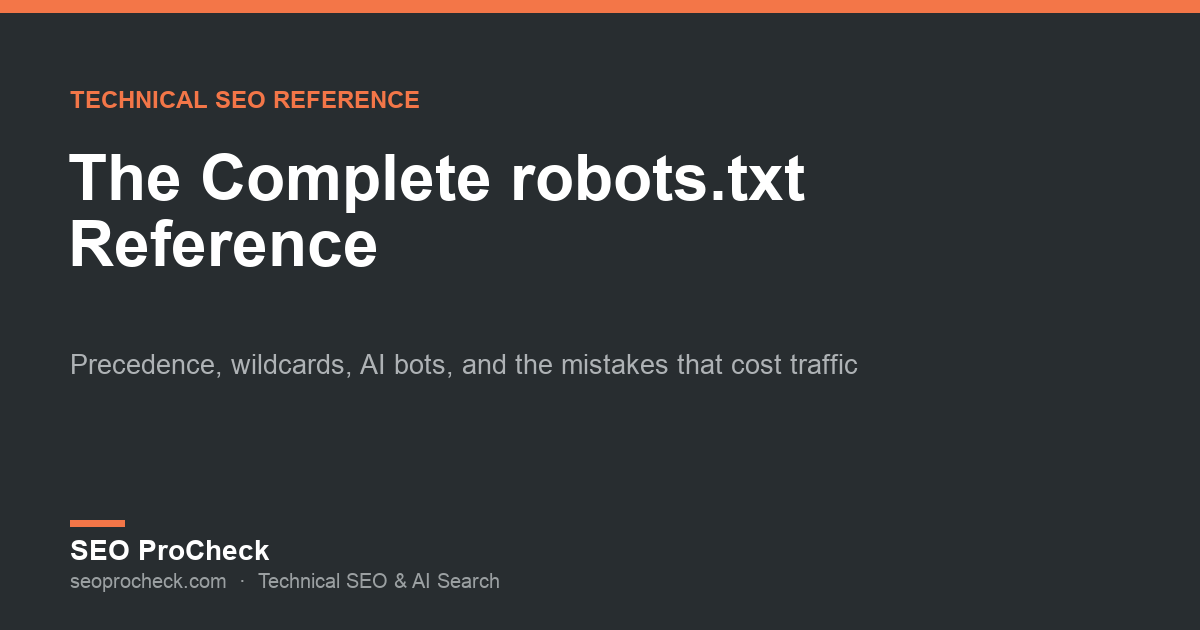 The complete robots. Txt reference, precedence, wildcards, ai bots