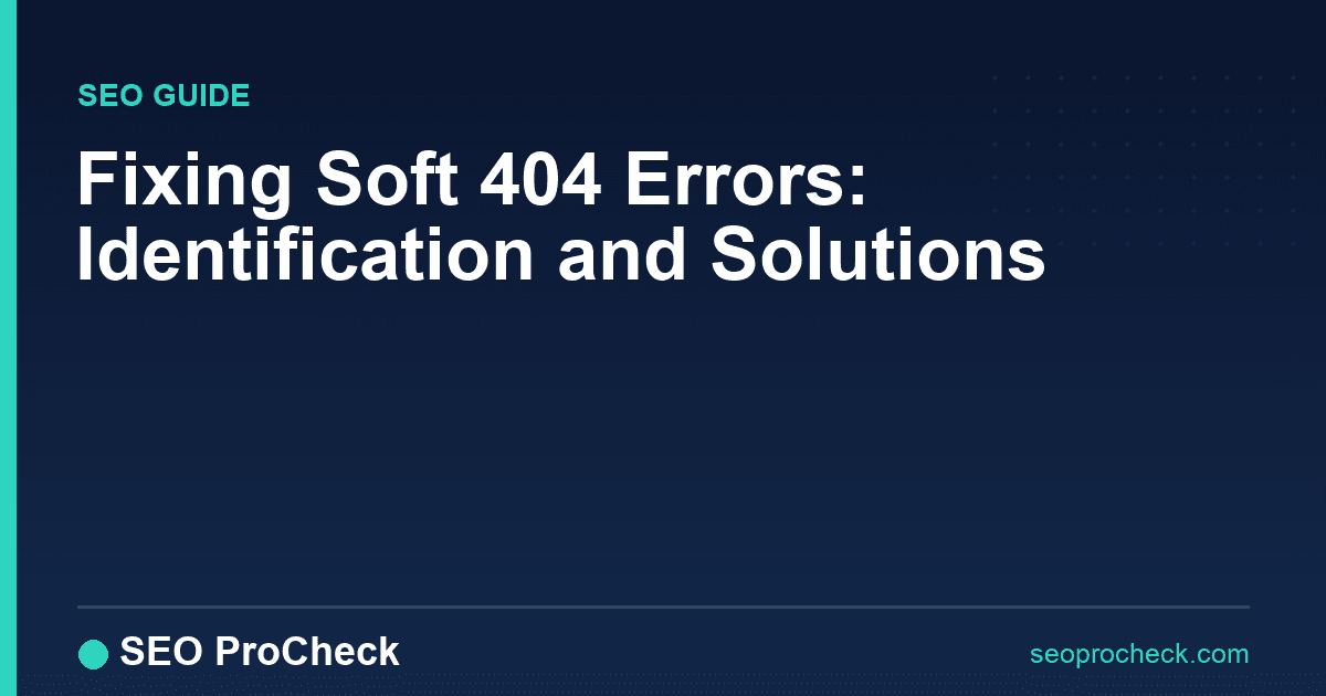 Fixing soft 404 errors: identification and solutions