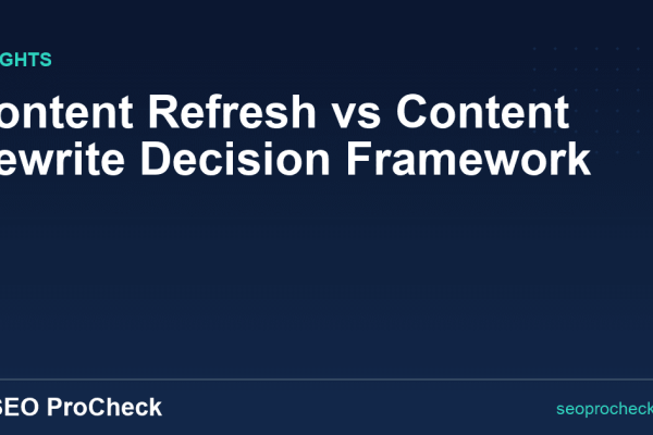 Content Refresh vs Content Rewrite Decision Framework
