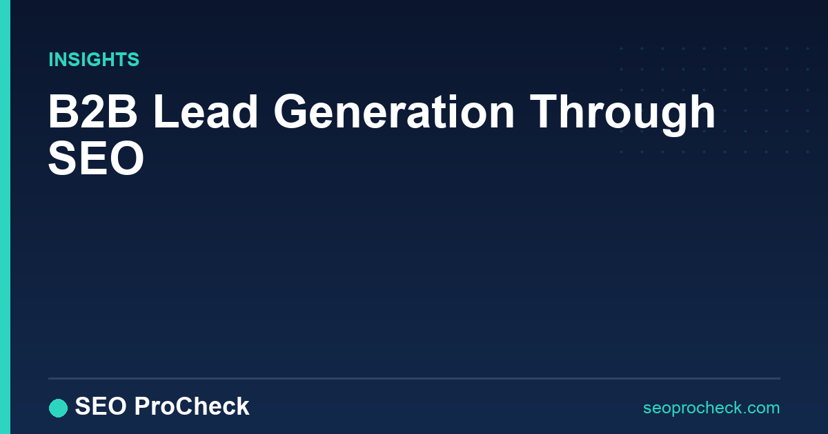 B2b lead generation through seo