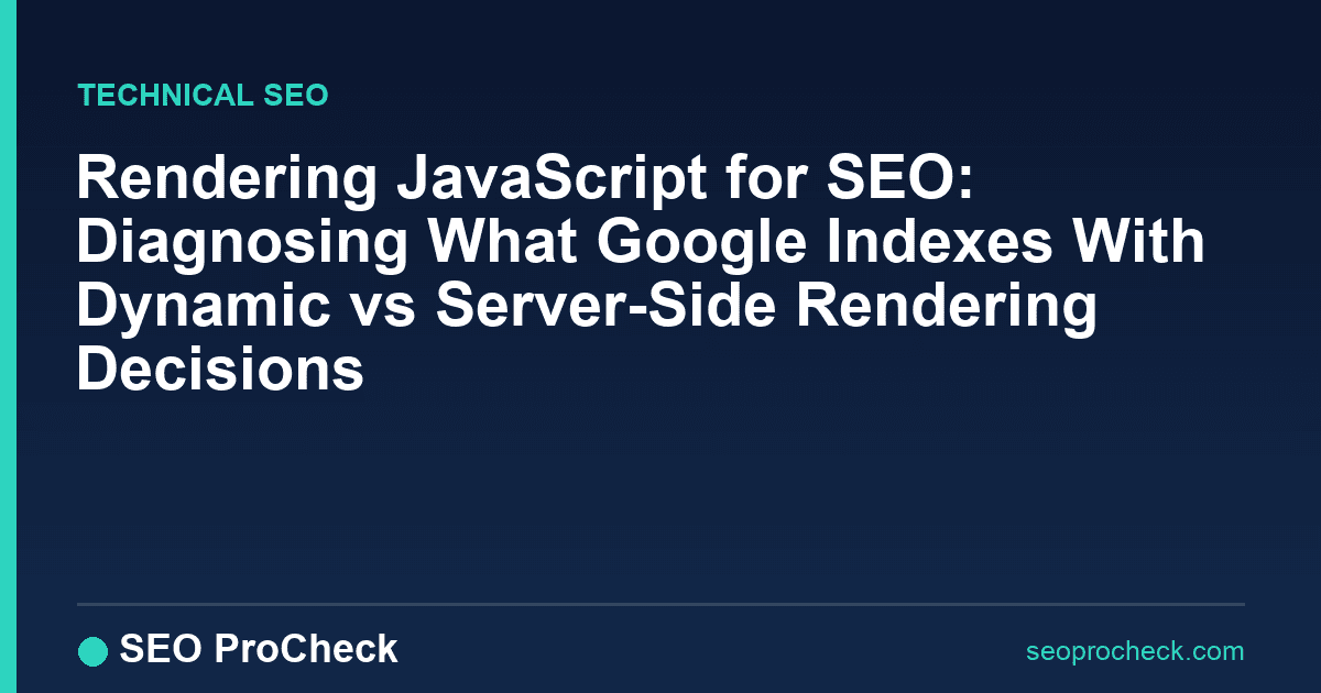 Rendering javascript for seo: diagnosing what google indexes with dynamic vs server-side rendering decisions