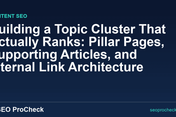 Building a Topic Cluster That Actually Ranks: Pillar Pages, Supporting Articles, and Internal Link Architecture