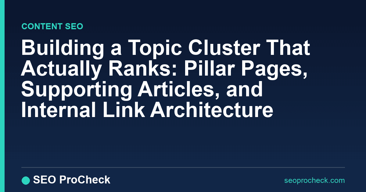 Building a topic cluster that actually ranks: pillar pages, supporting articles, and internal link architecture