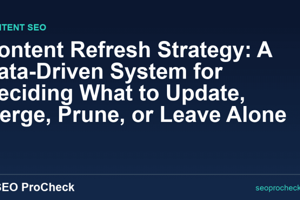 Content Refresh Strategy: A Data-Driven System for Deciding What to Update, Merge, Prune, or Leave Alone