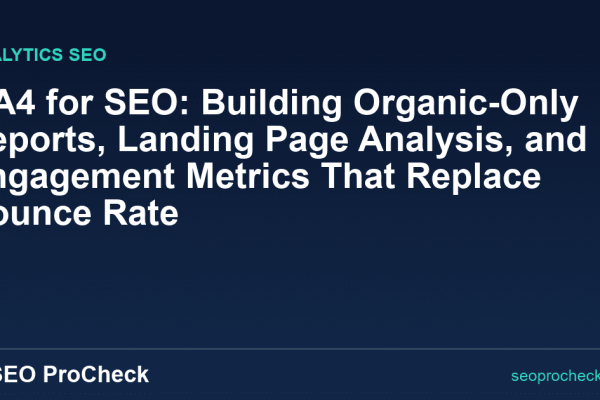 GA4 for SEO: Building Organic-Only Reports, Landing Page Analysis, and Engagement Metrics That Replace Bounce Rate