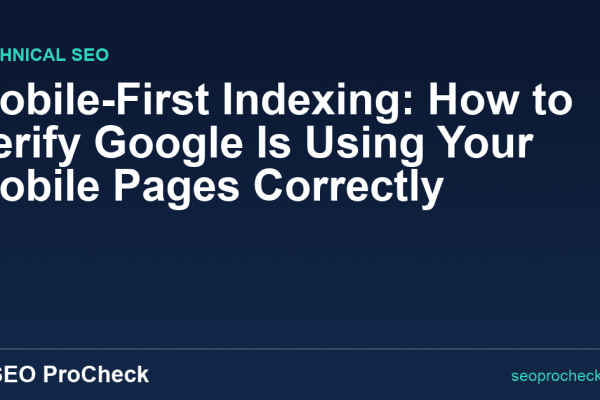 Mobile-First Indexing: How to Verify Google Is Using Your Mobile Pages Correctly
