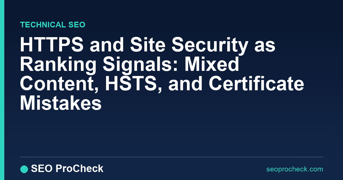 Https and site security as ranking signals: mixed content, hsts, and certificate mistakes