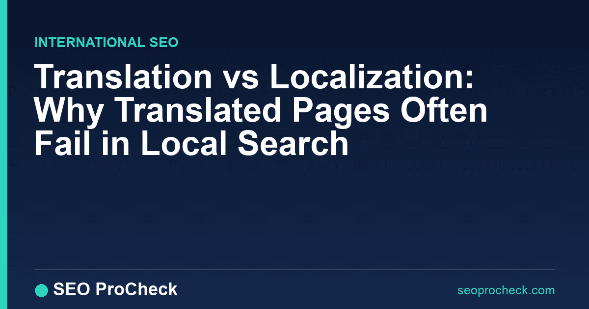 Translation vs localization: why translated pages often fail in local search