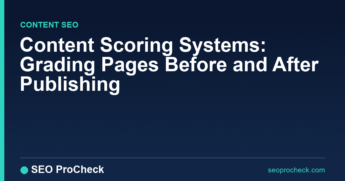 Content scoring systems: grading pages before and after publishing