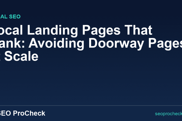 Local Landing Pages That Rank: Avoiding Doorway Pages at Scale