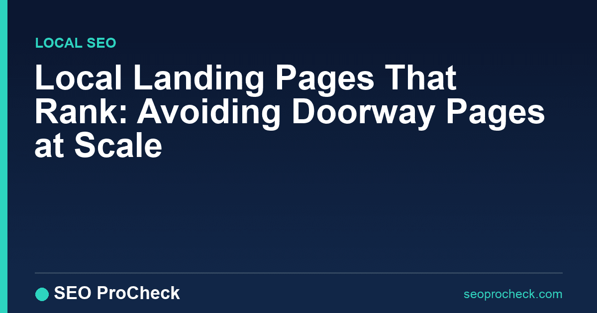 Local landing pages that rank: avoiding doorway pages at scale