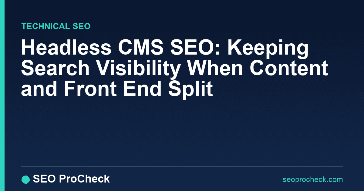 Headless cms seo: keeping search visibility when content and front end split