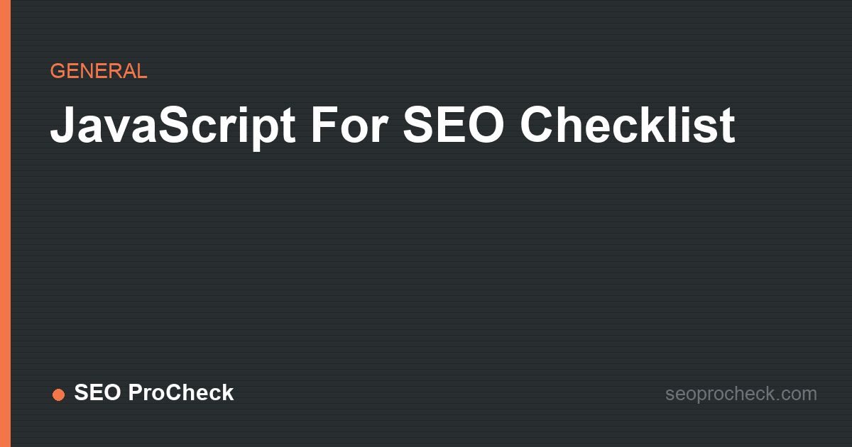 Javascript for seo checklist