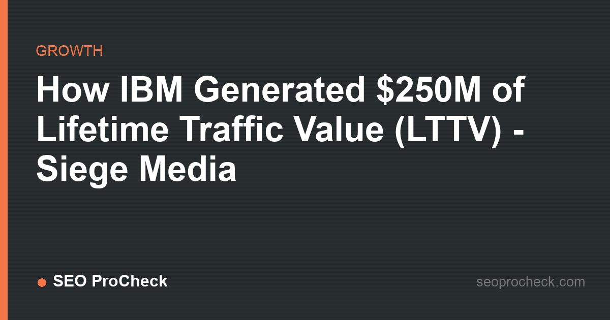 How ibm generated $250m of lifetime traffic value (lttv) - siege media