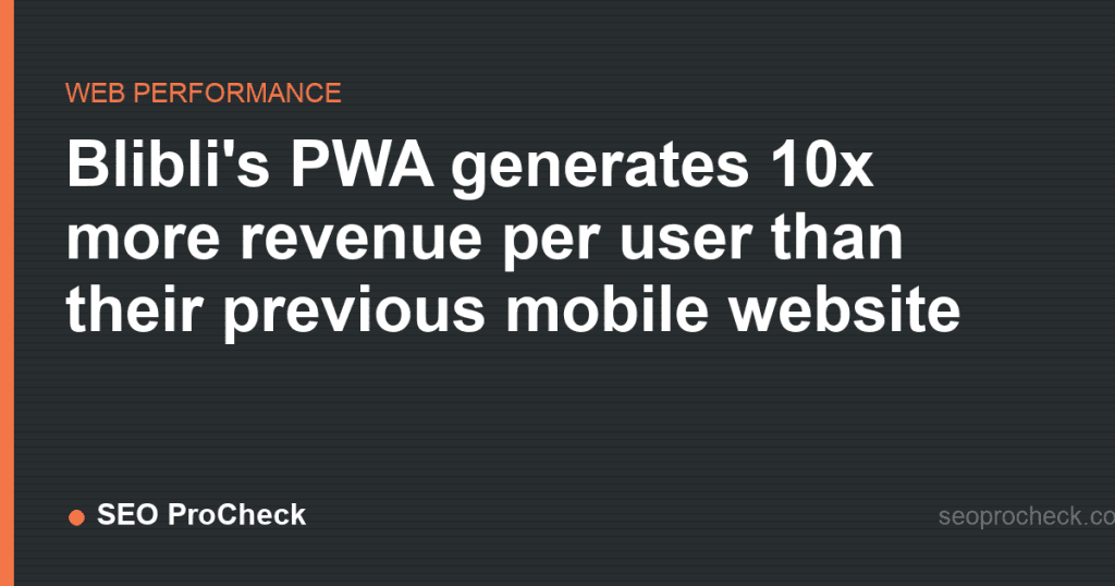 Blibli's PWA generates 10x more revenue per user than their previous mobile website