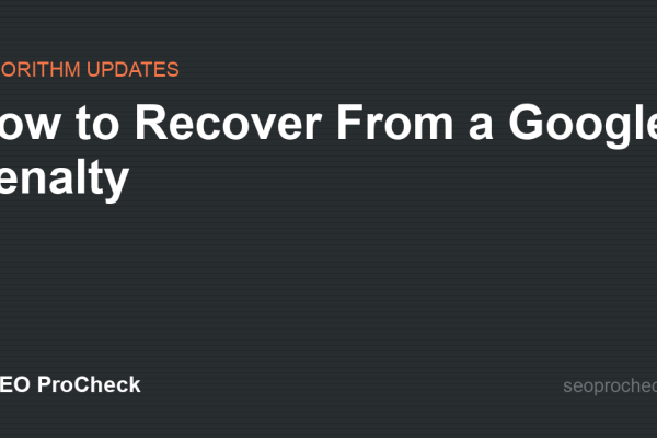 How to Recover From a Google Penalty