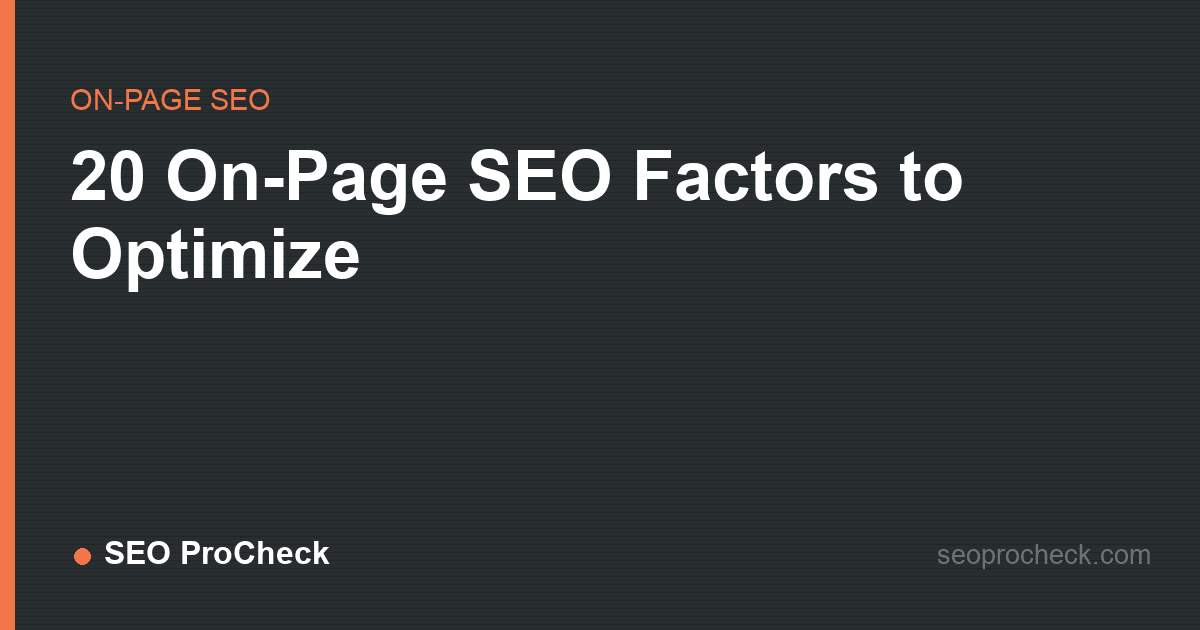 20 on-page seo factors to optimize