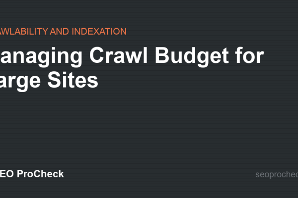 Managing Crawl Budget for Large Sites
