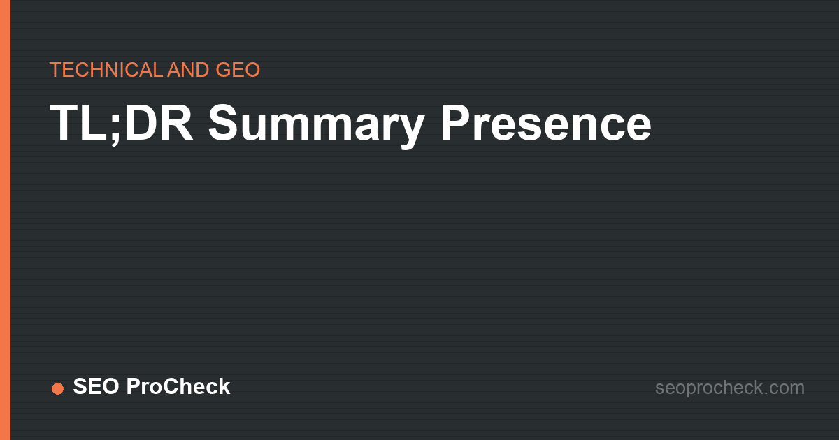 Tl;dr summary presence