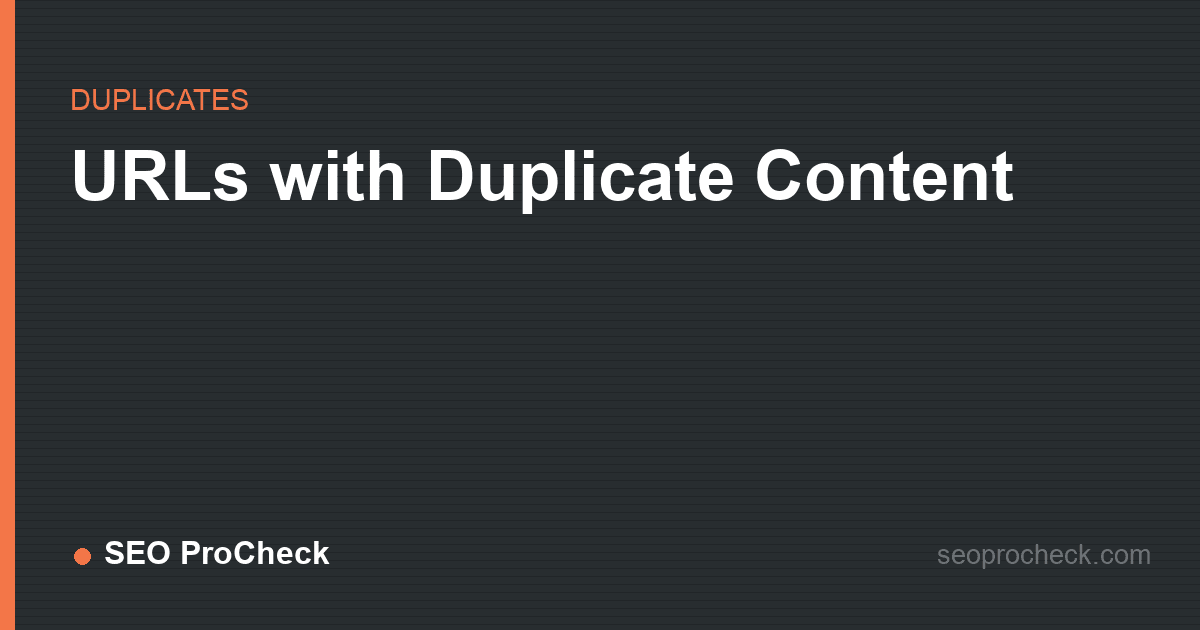 Urls with duplicate content