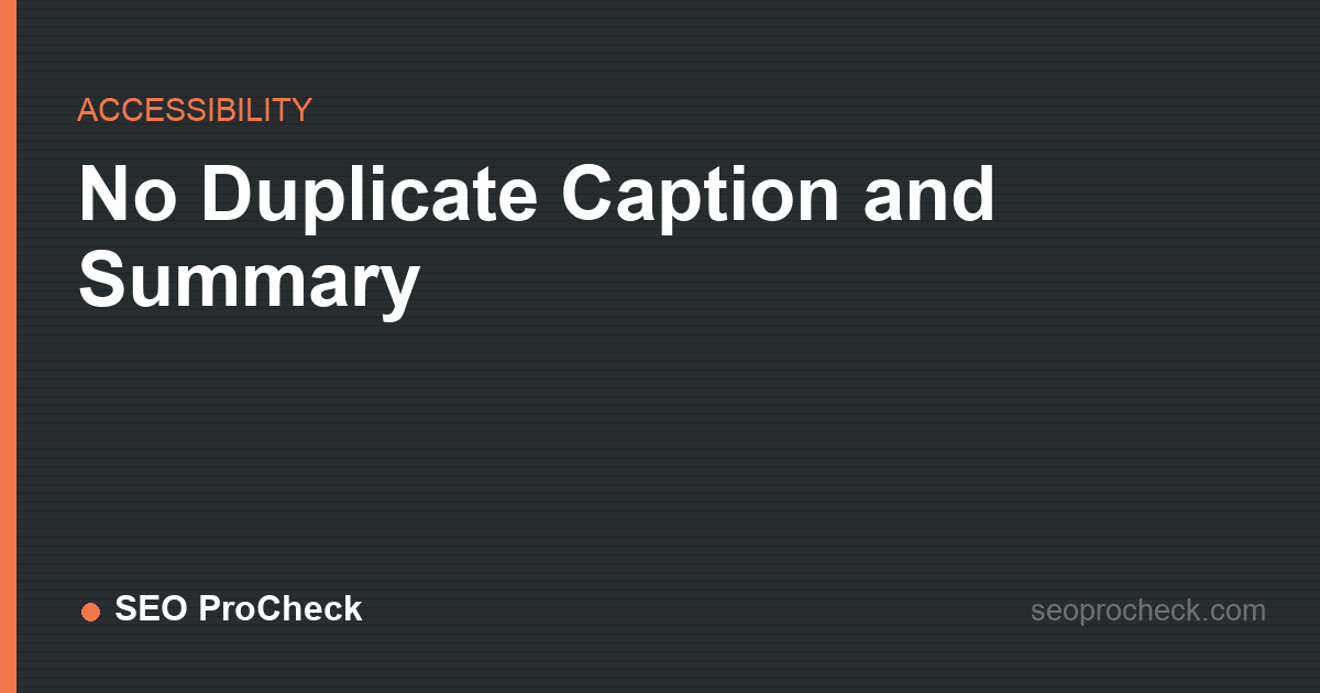 No duplicate caption and summary