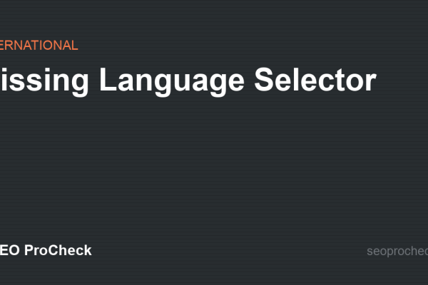 Missing Language Selector