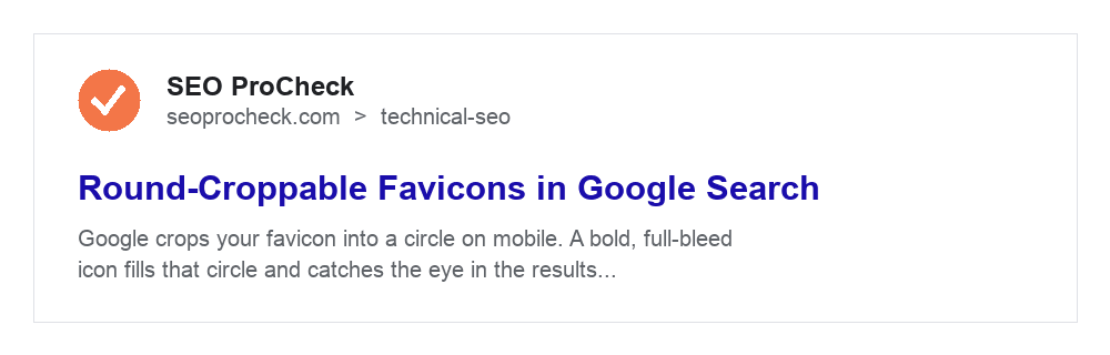 Favicon in a google mobile result
